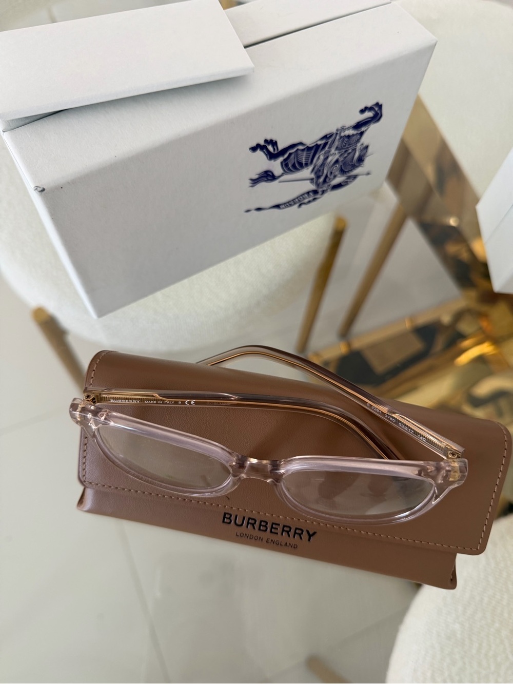 Burberry Light Pink Transparent Cat-Eye Sunglasses